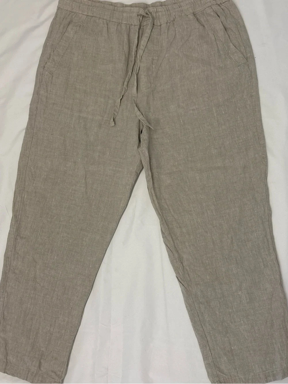 Zara Beige Linen Drawstring Pants